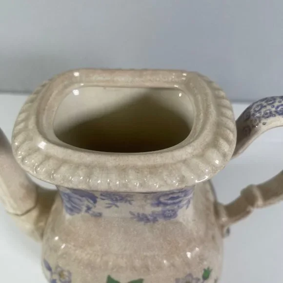 VTG Copeland SPODE Mayflower Coffee or Tea Pot Lavender British Flowers Damaged - Picture 4 of 10